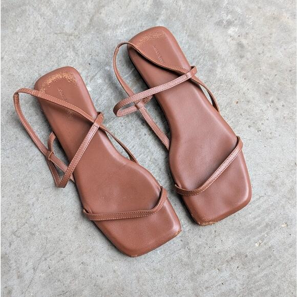 Anine Bing Shoes - Anine Bing Hilda Sandals Womens EU 39/ US 9 Brown Leather Slip On Slingback Flat